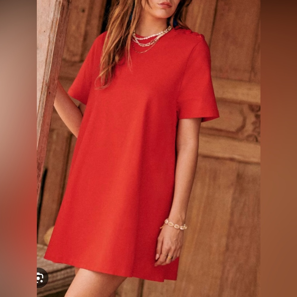 Sezane Selena Dress - Pink Creation Corail Vif - Size S